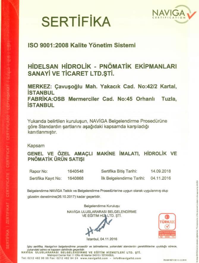 ISO 9001 - 2008 Kalite Yönetim Sistemi Belgesi