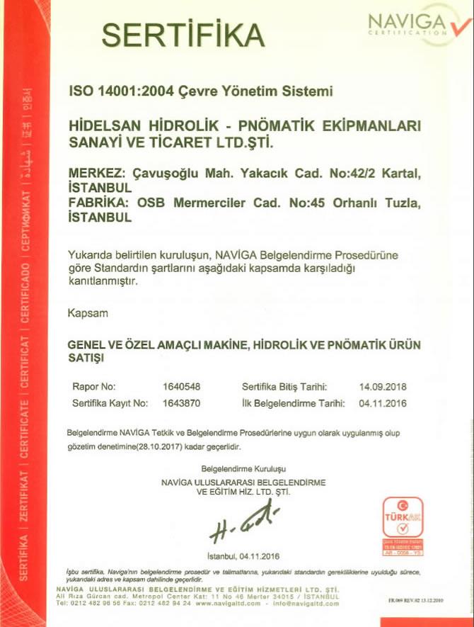 ISO 14001 - 2004 Çevre Yönetim Sistemi Belgesi